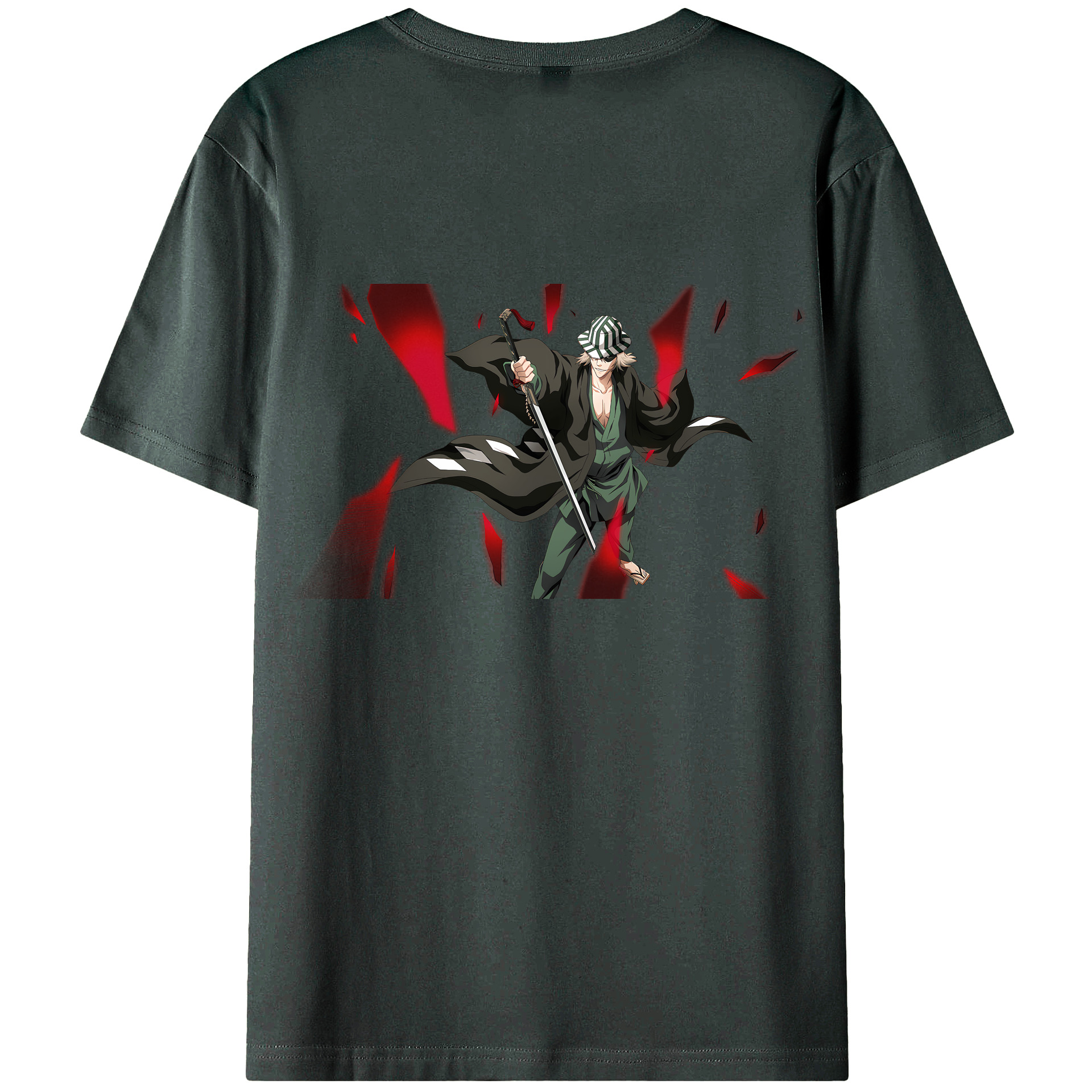 （画像用） "ブリーチ 浦原 喜助（うらはら きすけ） BLEACH Urahara Kisuke " 綿100％ メンズ半袖Tシャツ（バックプリント） 通気性